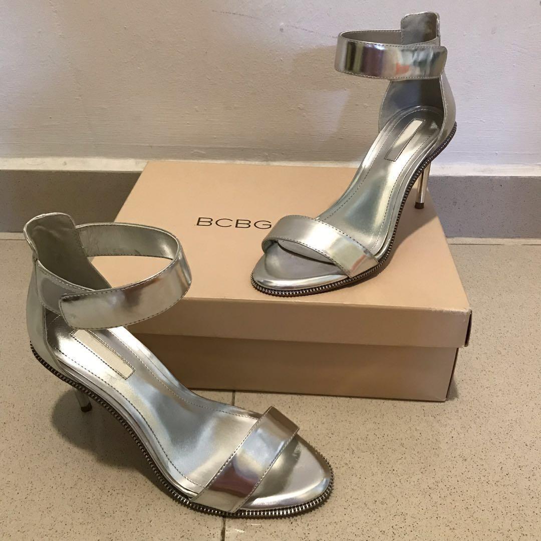 bcbg silver heels