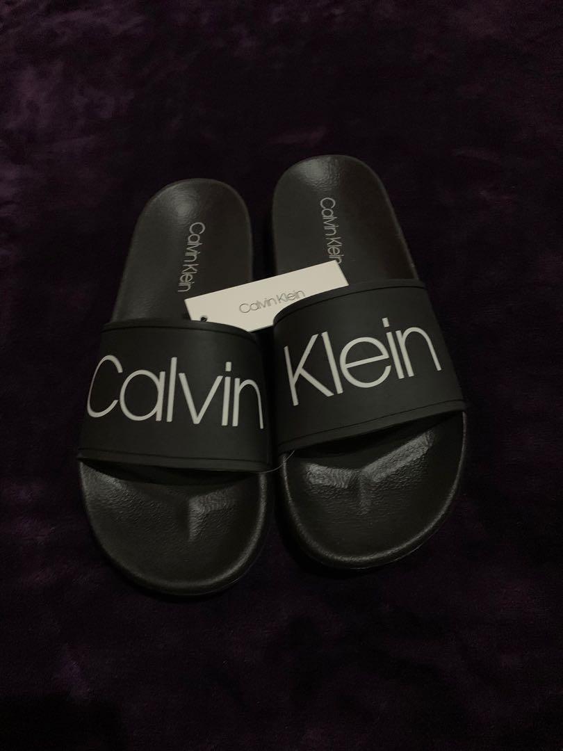 Black Calvin Klein Slides Sandals Size 8 Men Size, Men's Fashion, Footwear,  Slippers & Slides on Carousell