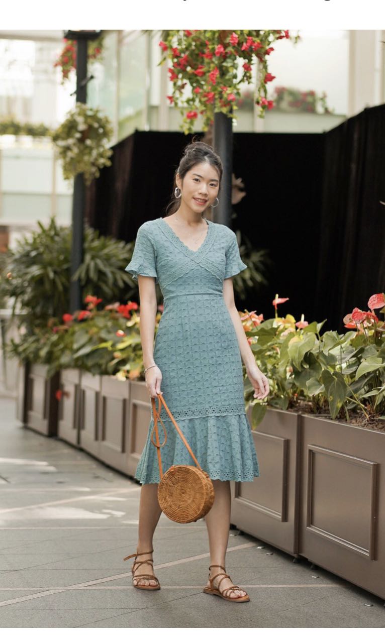 Mikayla Dress in Sage Tropical Jungle main image 0