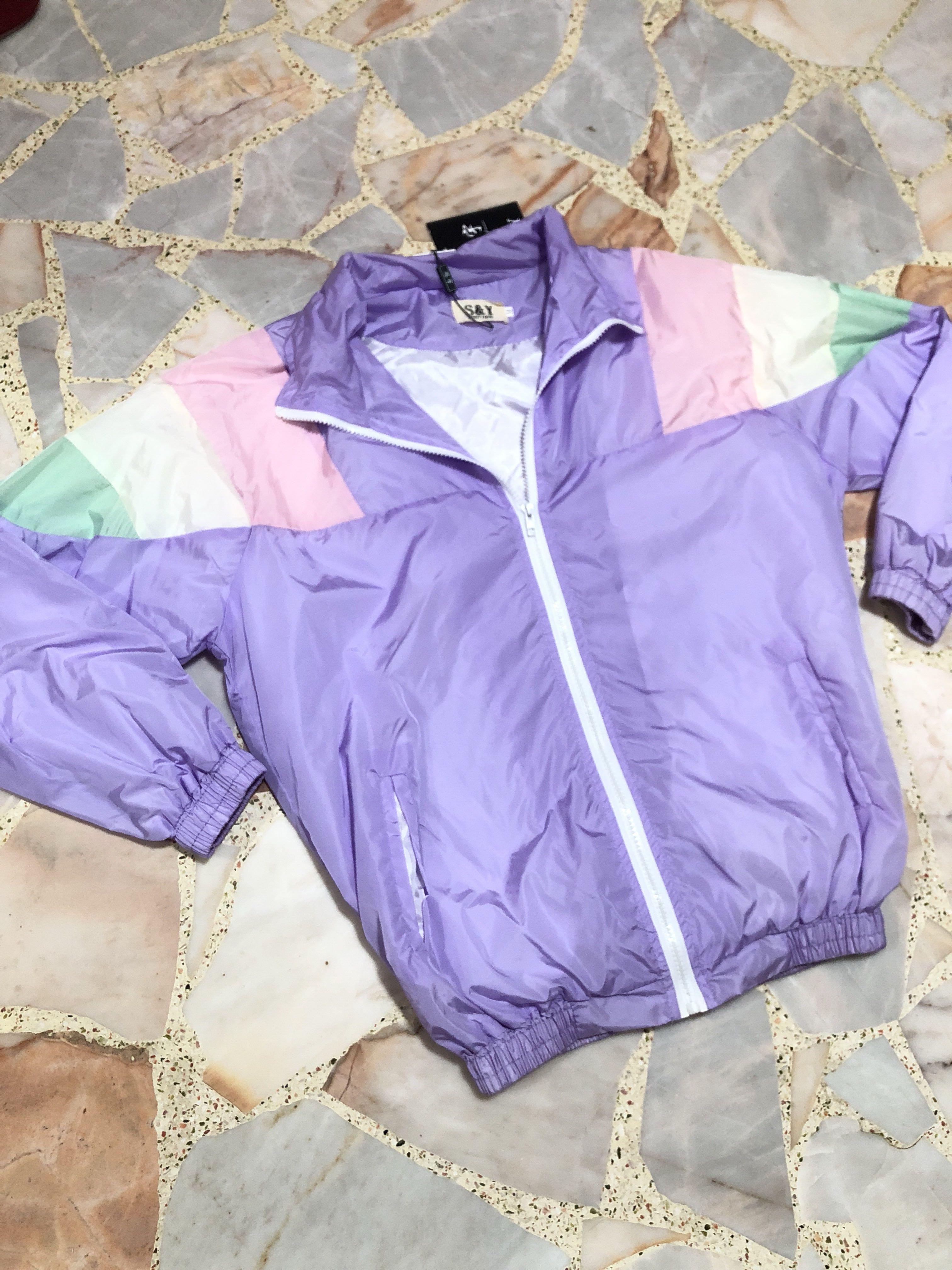 BNWT harajuku vintage pastel purple colorblock windbreaker