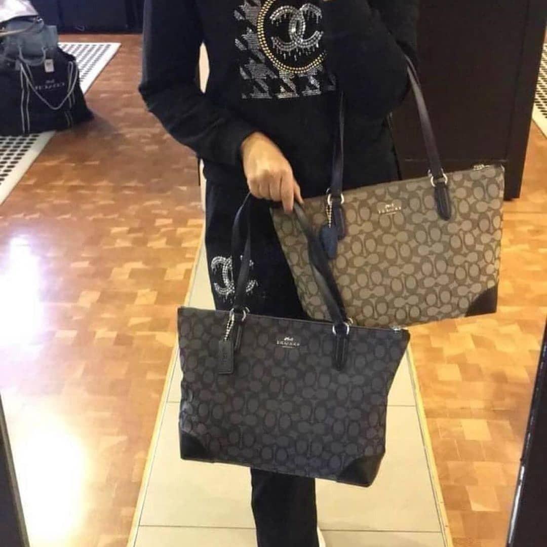 coach signature zip tote