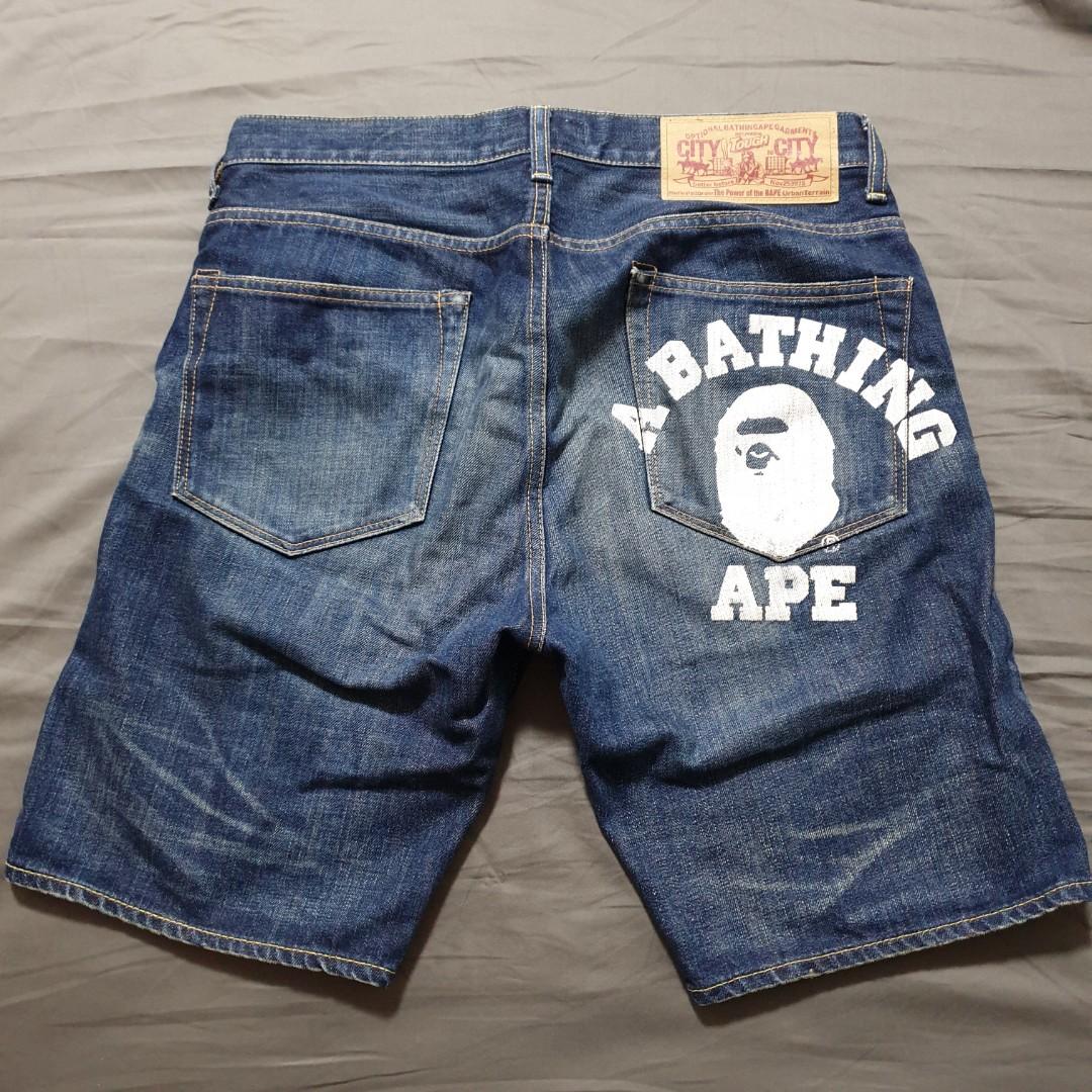 bape denim shorts