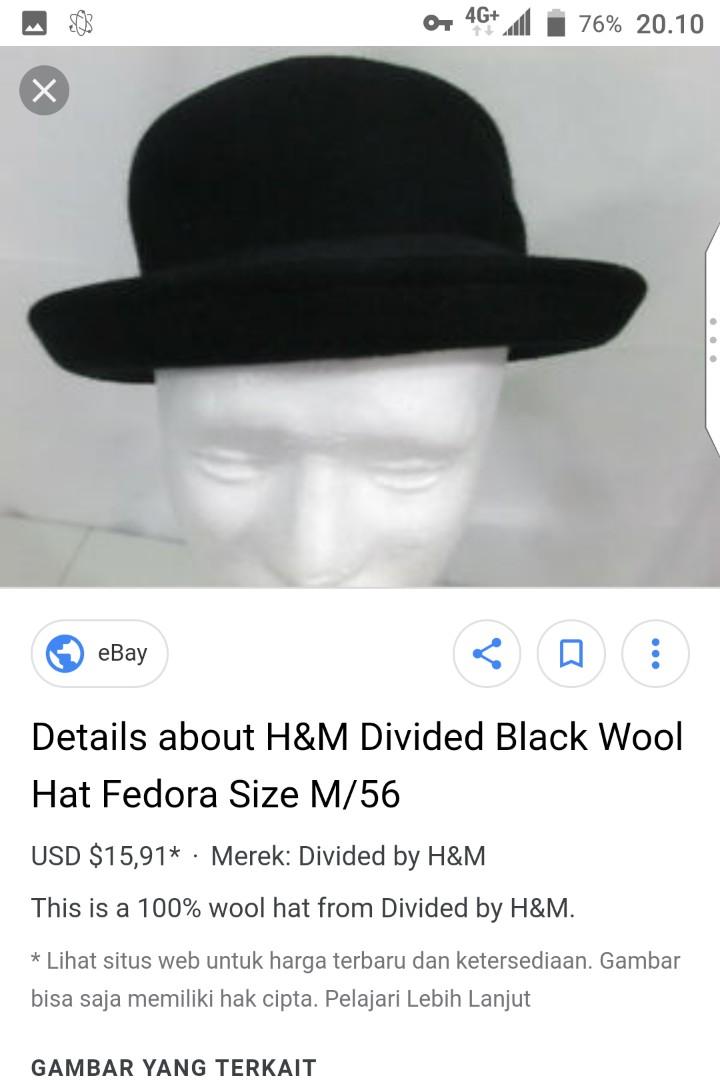 Divided By H\u0026M Black Wool Fedora Hat 