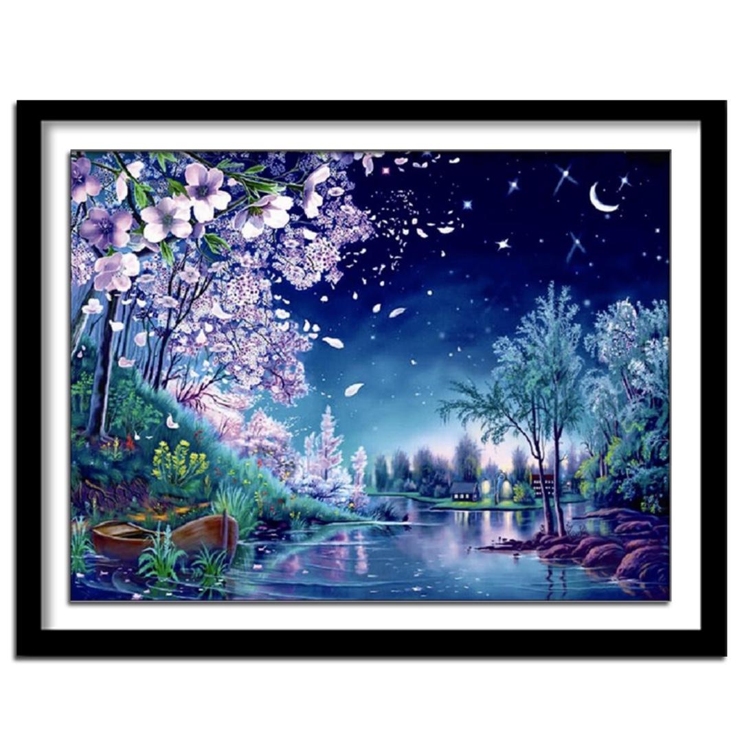 Diy Starry Night Full 5d Diamonds Painting Canvas Size 50x40cm