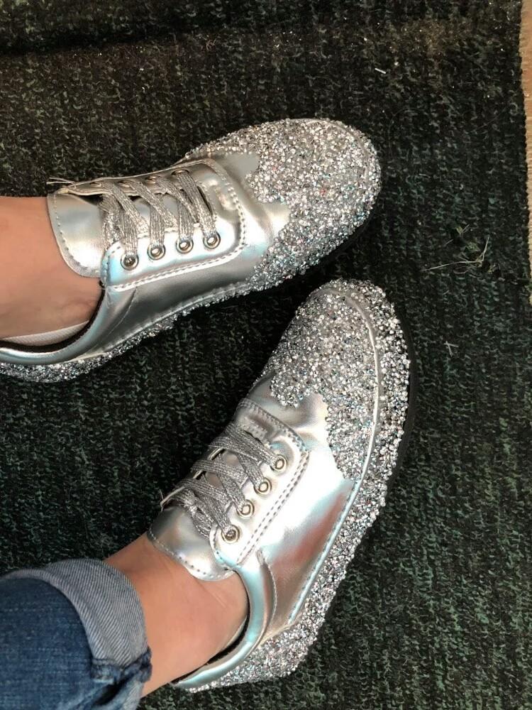 silver rhinestone sneakers