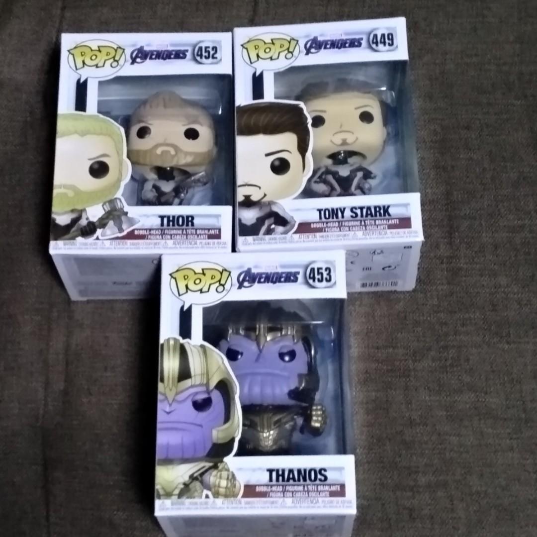 Funko Pop Endgame Marvel Avengers Thor 452 Tony Stark 449 Thanos 453 Toys Games Bricks Figurines On Carousell