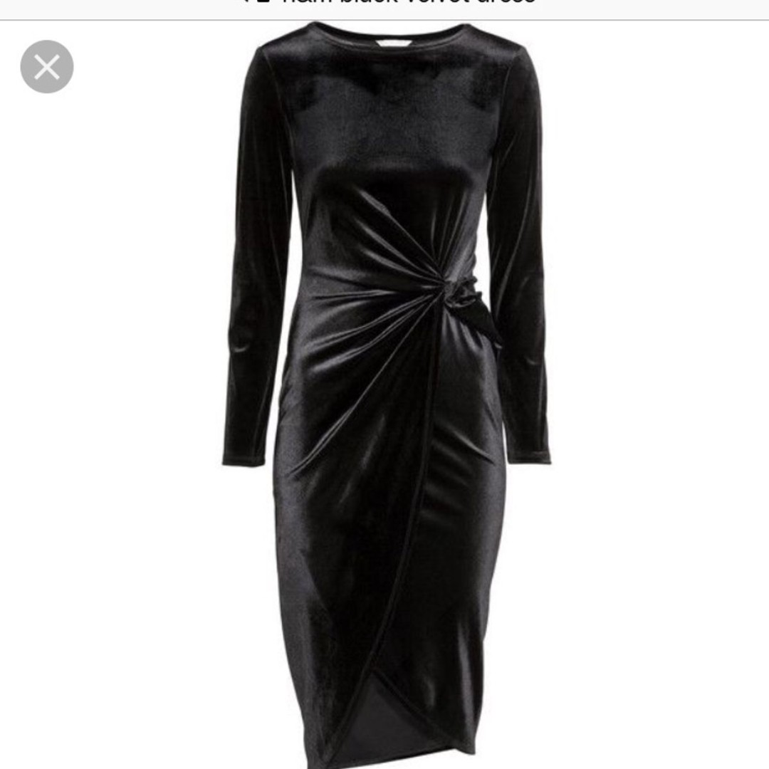 h&m black velvet dress