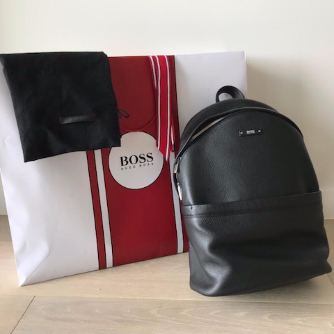 Hugo boss backpack leather on sale