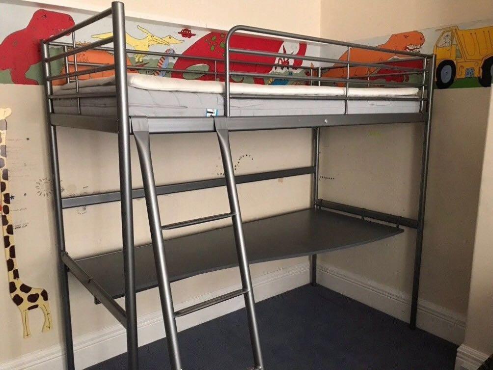 Ikea Svarta Loft Bed with Desk, Furniture & Home Living, Furniture, Bed