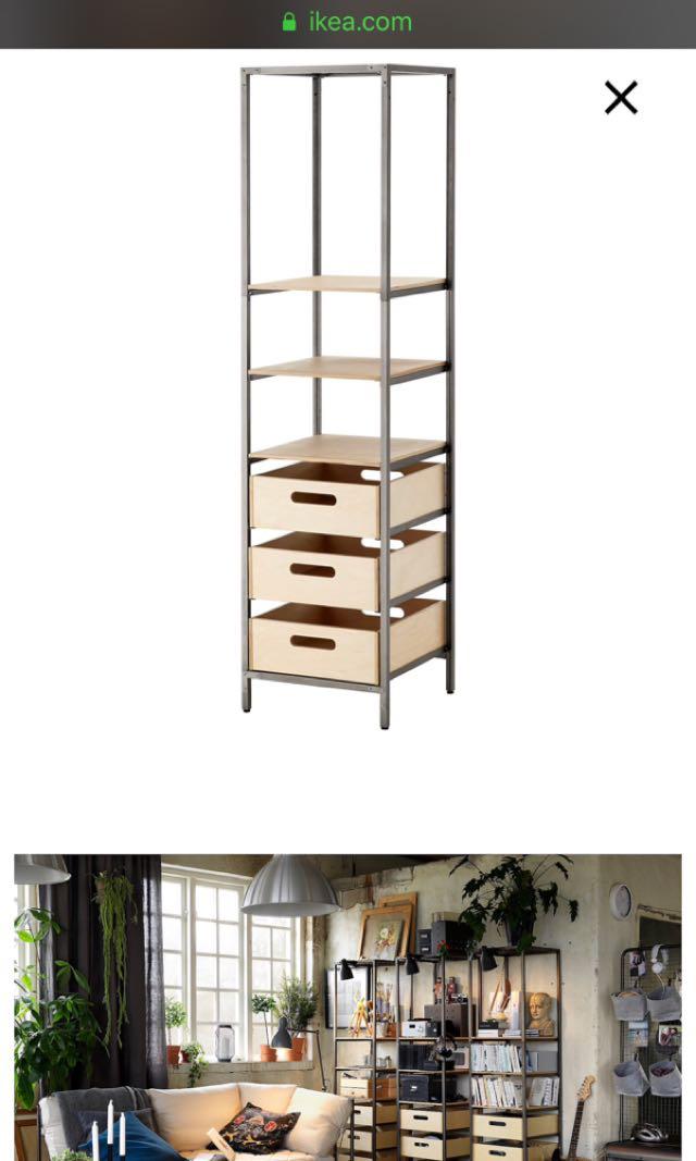 Must Go Ikea Veberod Shelving Unit With 3 Drawers Furniture Shelves Drawers On Carousell