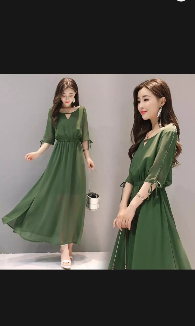Korean green dress clearance