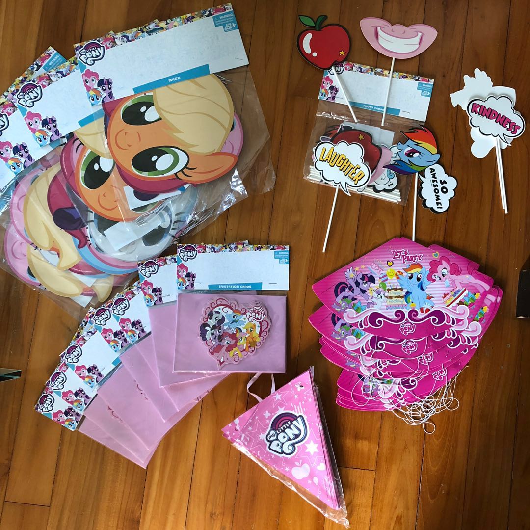 My little pony party invitations, banner, hats, masks and photoprops