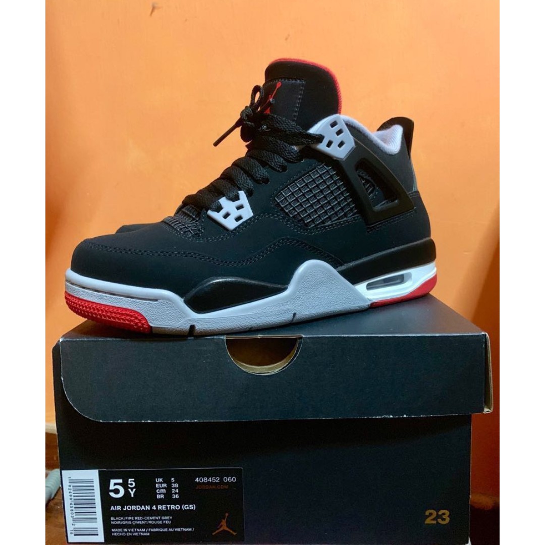 Nike Air Jordan 4 Bred 2019, Men's Fashion, Footwear, Sneakers on Carousell