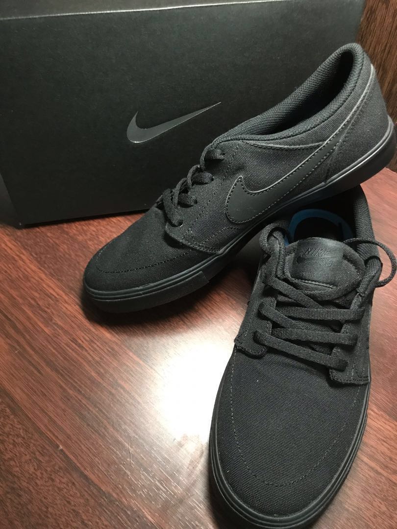 nike sb portmore ii all black canvas skate shoes