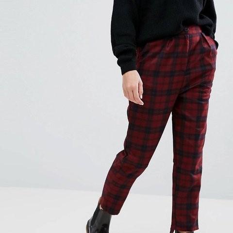 Check peg leg trousers hotsell