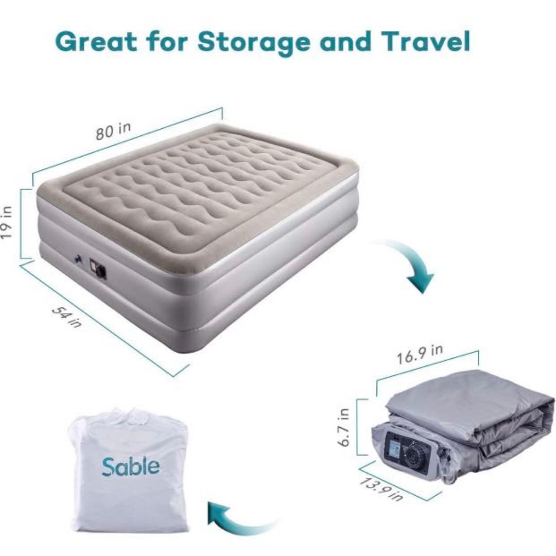 SABLE Queen Size Air Bed with build in electric air pump, Furniture
