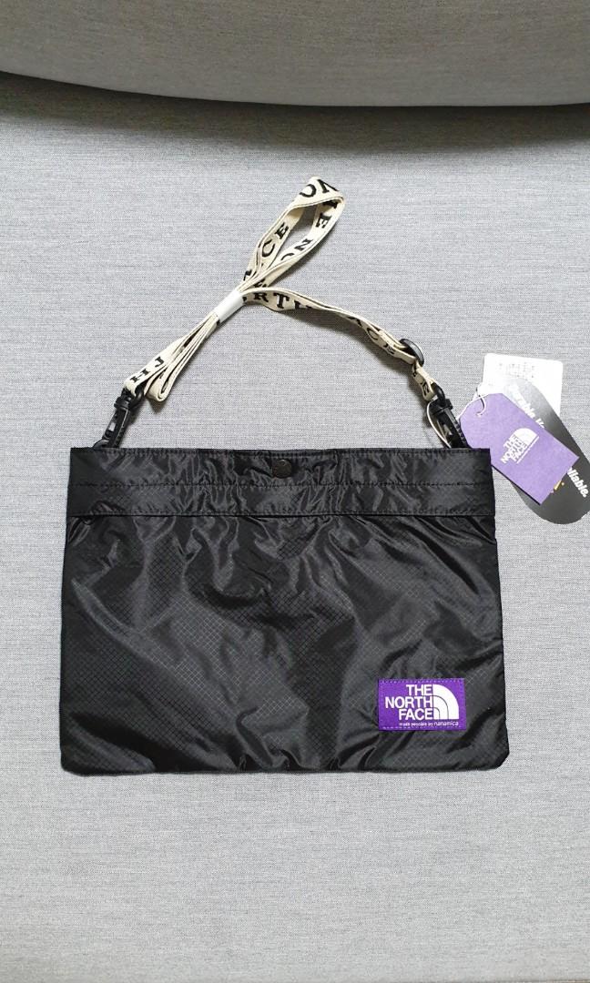 the north face purple label lightweight logo tape shoulder bag