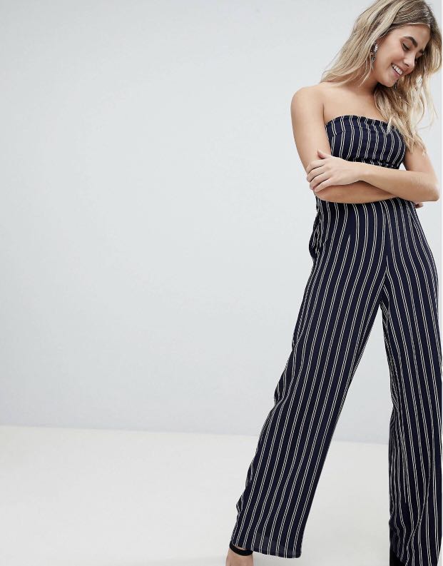 Striped discount bandeau jumpsuit