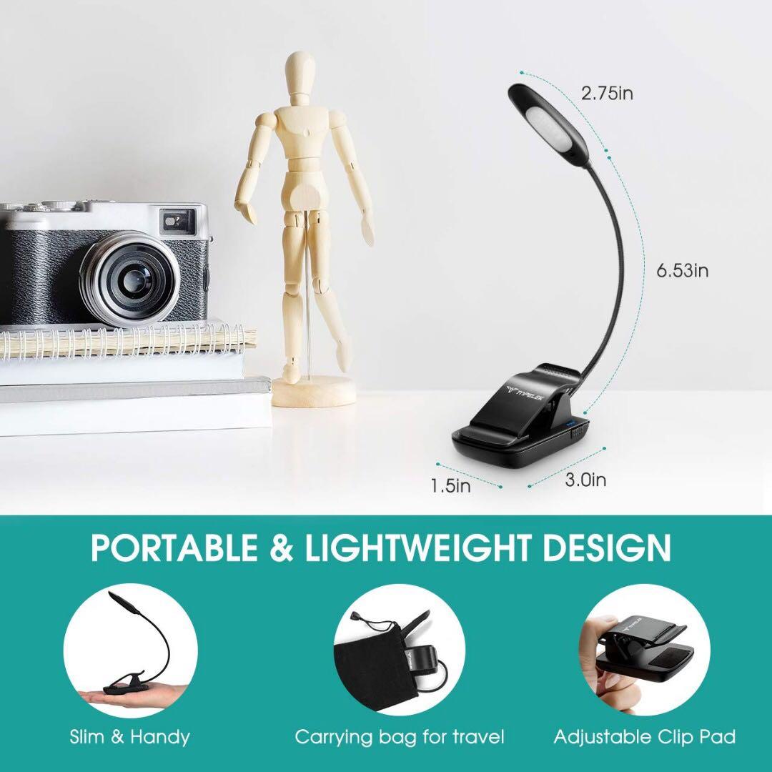 TopElek Reading Light, 7 LED Book Light with 9Level Warm/Cool White Brightness, USB