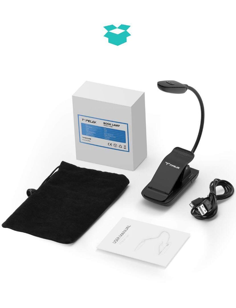 TopElek Reading Light, 7 LED Book Light with 9Level Warm/Cool White Brightness, USB