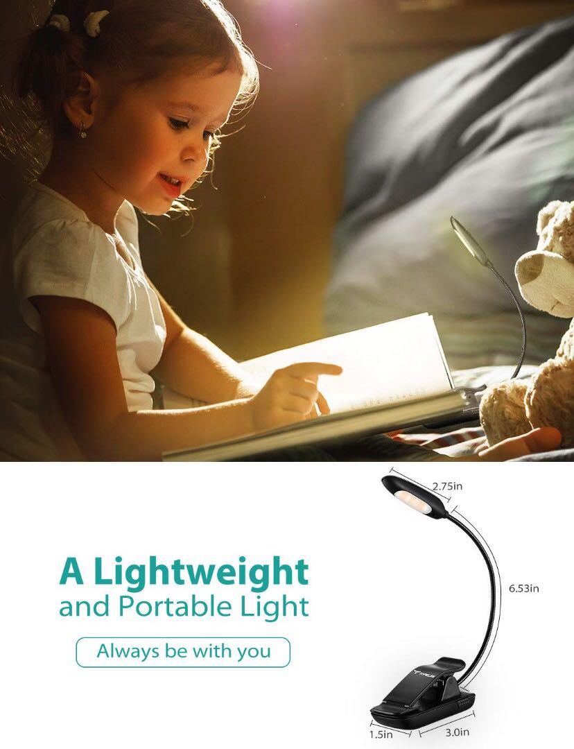 TopElek Reading Light, 7 LED Book Light with 9Level Warm/Cool White Brightness, USB