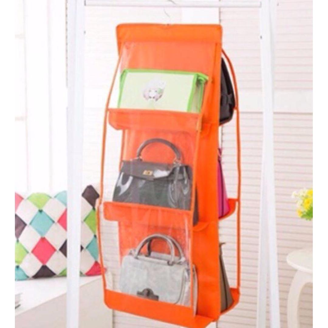 Wall Hanging Bag Organizer (Category: Storage Boxes & Baskets) located in Taguig. Submitted by closetcompany (Listing ID 231374640, Image 1). Description: sc * Made of Plastic and Nylon * 6 Compartments * Wall Hanging * One Color Only * Space Saver.