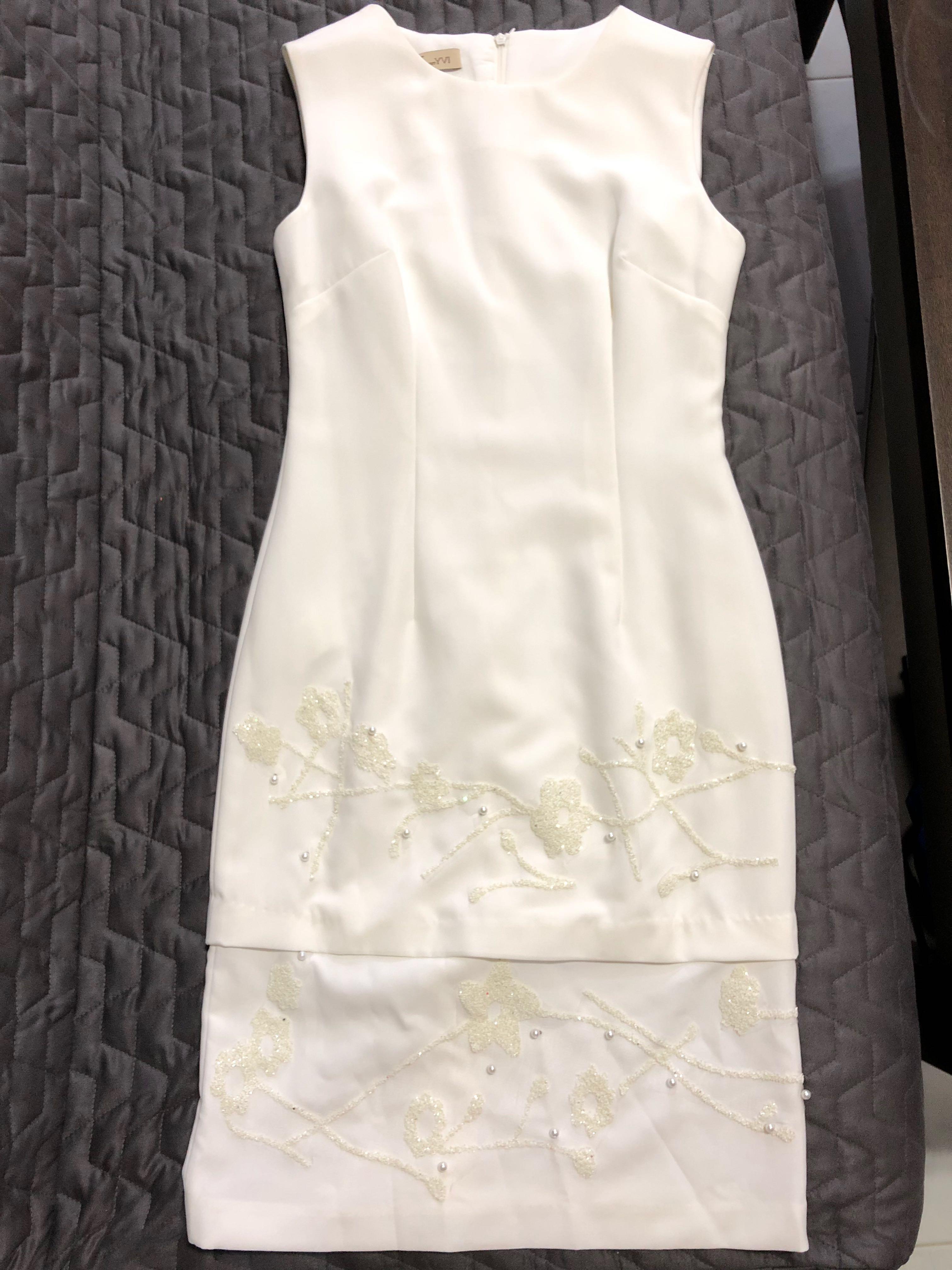 cream work dress