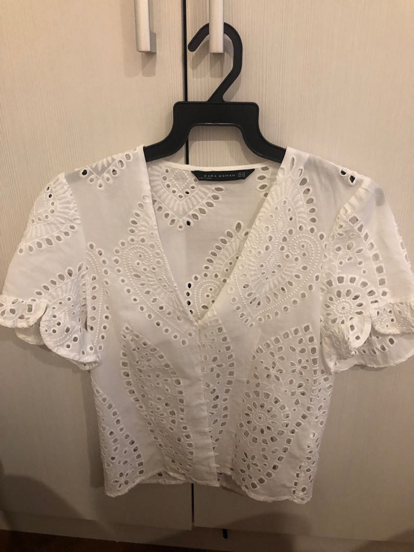 white eyelet top lace summer top 
