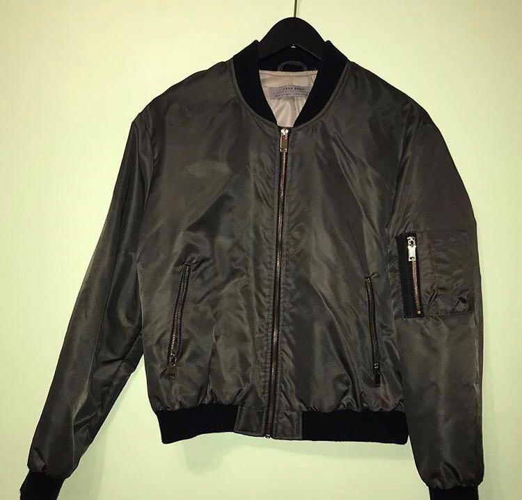 Zara green clearance bomber jacket womens