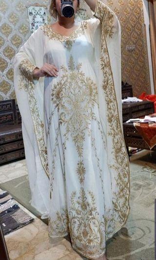 Abaya White - Gold