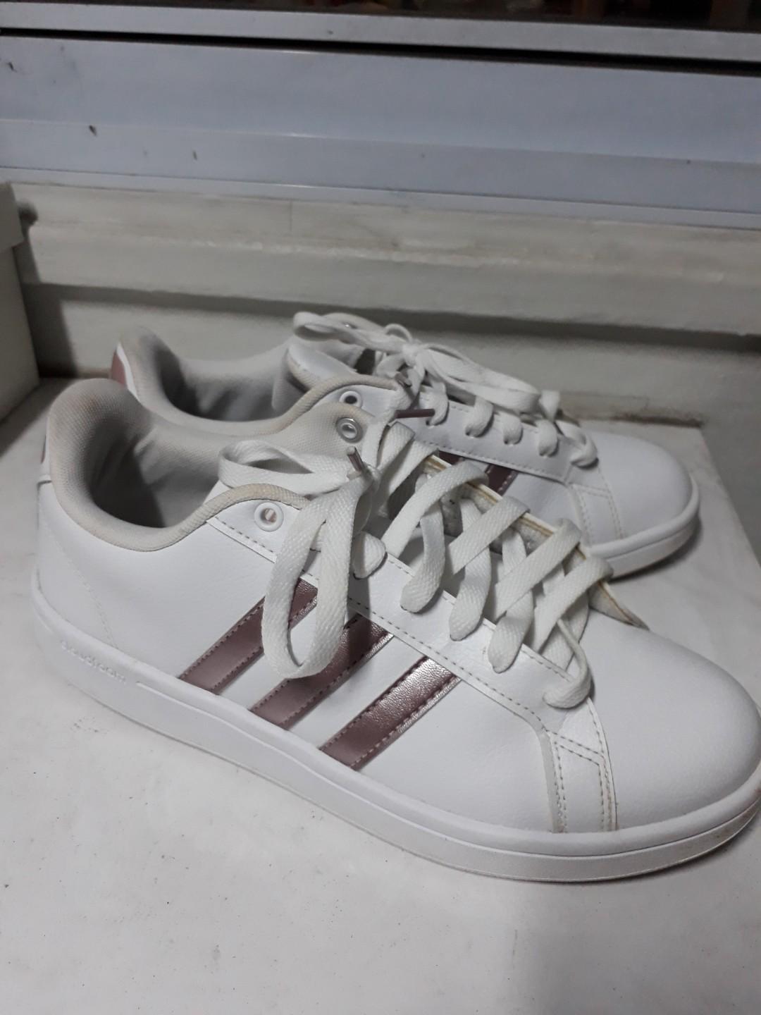 adidas rose gold and white shoes