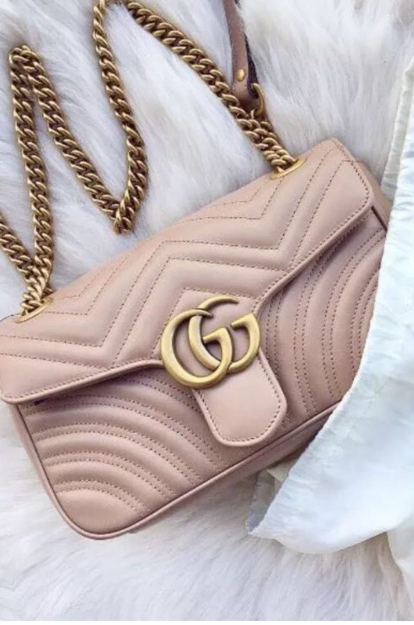 Authentic Nude pink medium Gucci Marmont Matelasse Bag