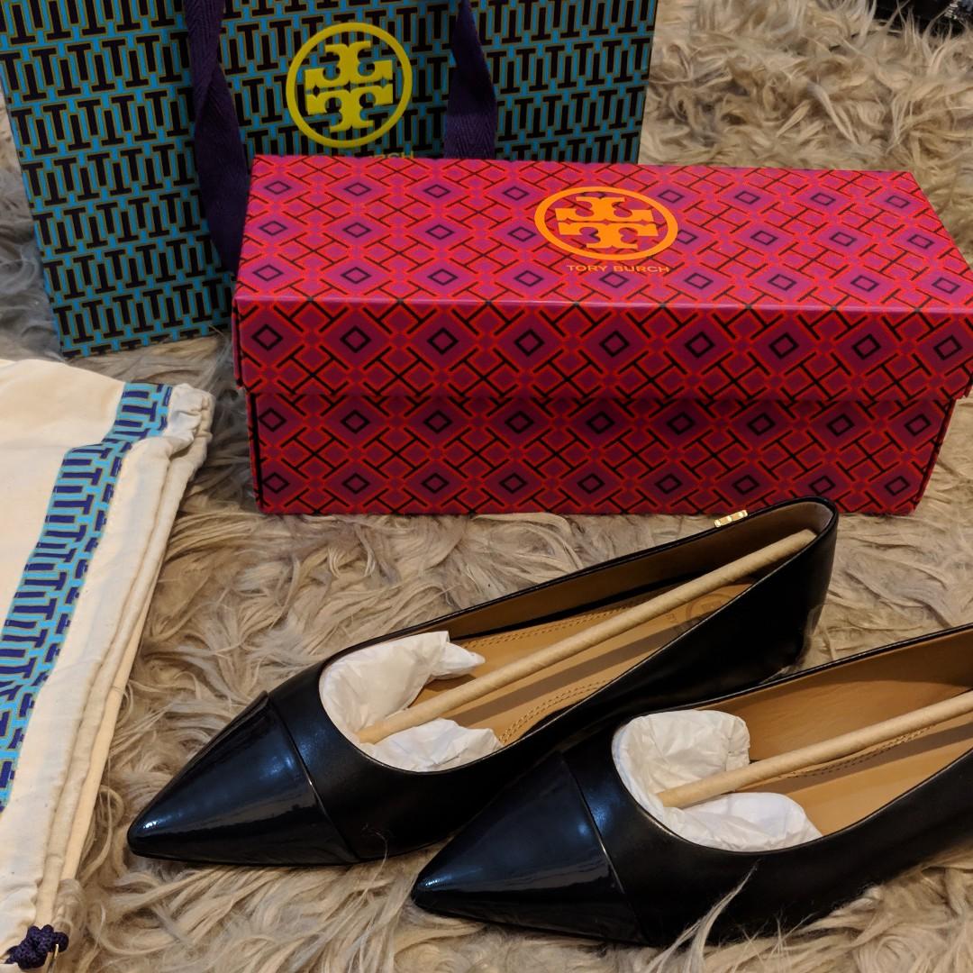 Authentic Tory Burch Penelope Cap Toe Flat Size 8