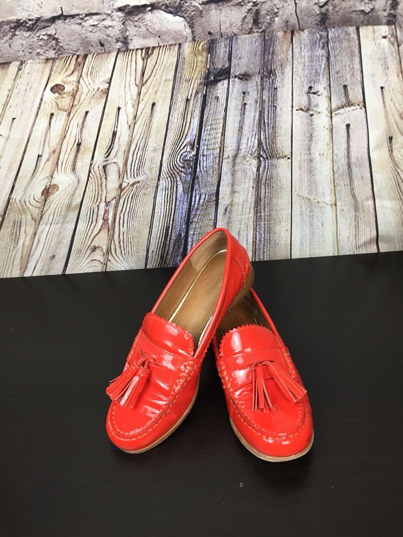 Orange leather loafers deals