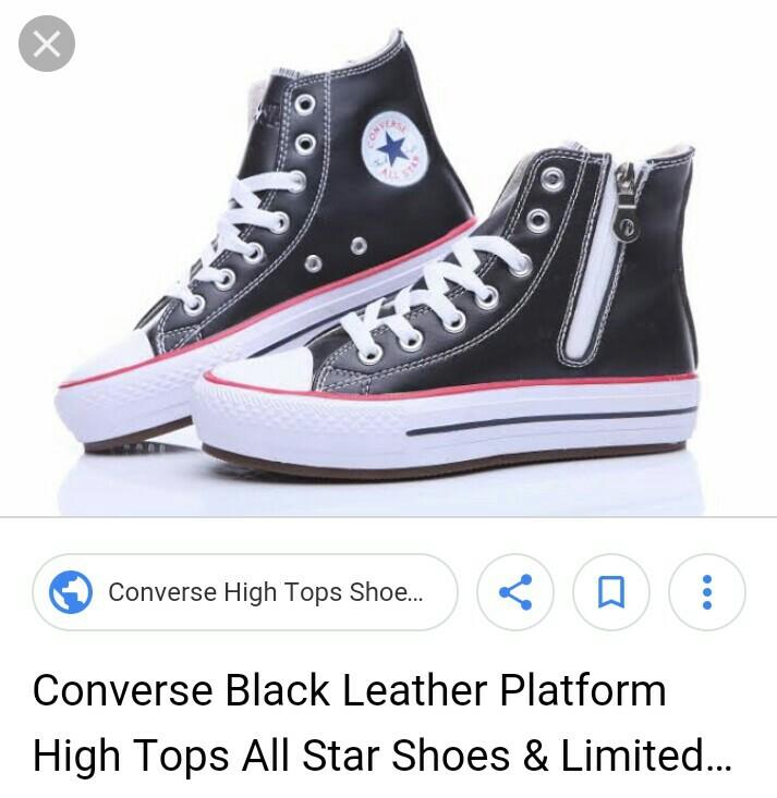 converse black leather platform