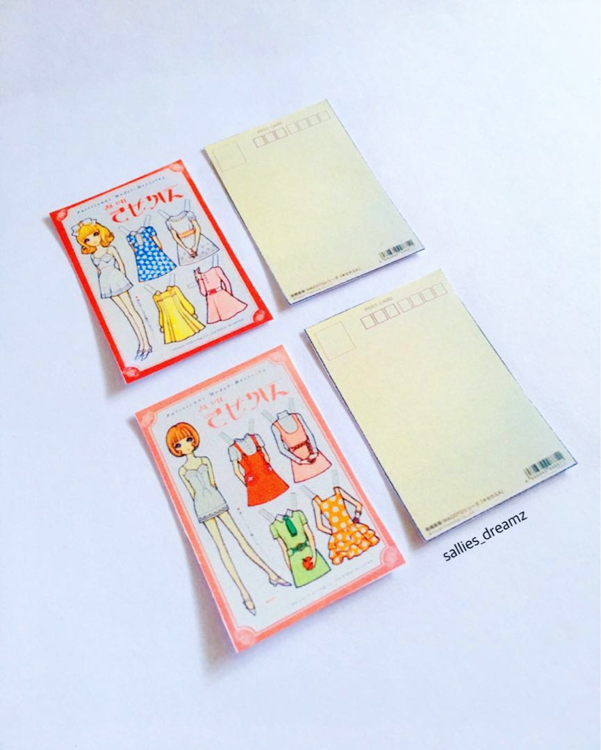 Dollhouse Miniature Vintage 1980s Retro Girl Paper Doll Postcard