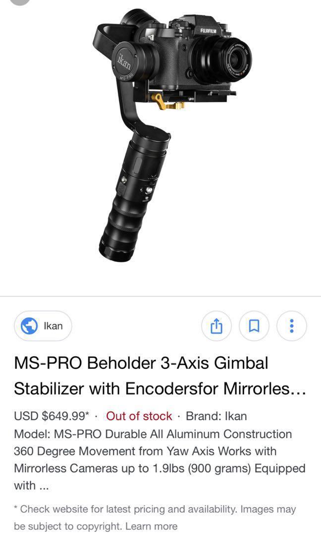 Gimbal Beholder Mirrorless Camera, Photography, Video Cameras on Carousell