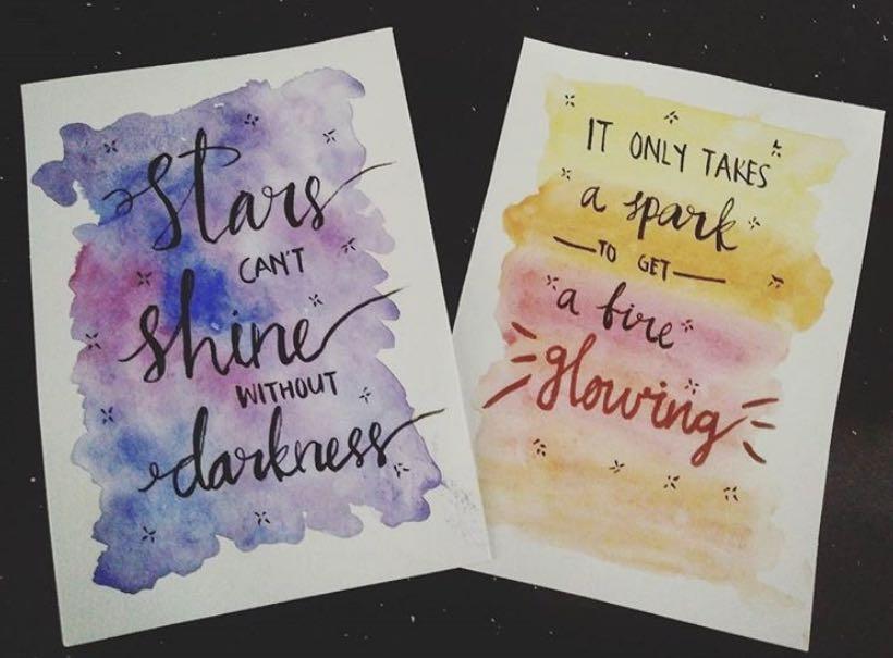 Handmade Watercolour Calligraphy Cards Quotes Design Craft Handmade Craft On Carousell