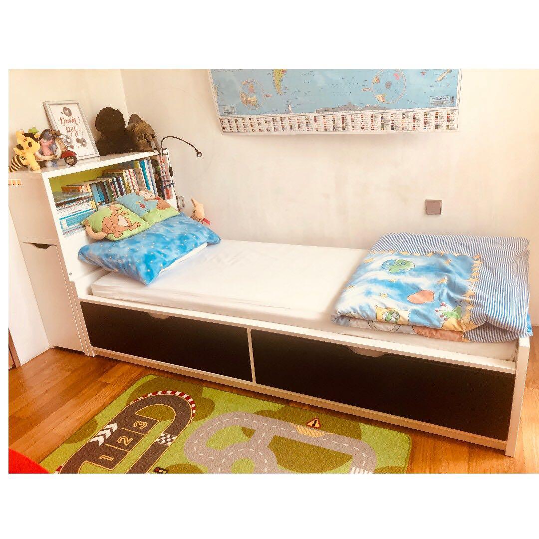 Ikea Single Bed Headboard Mattress Furniture Beds