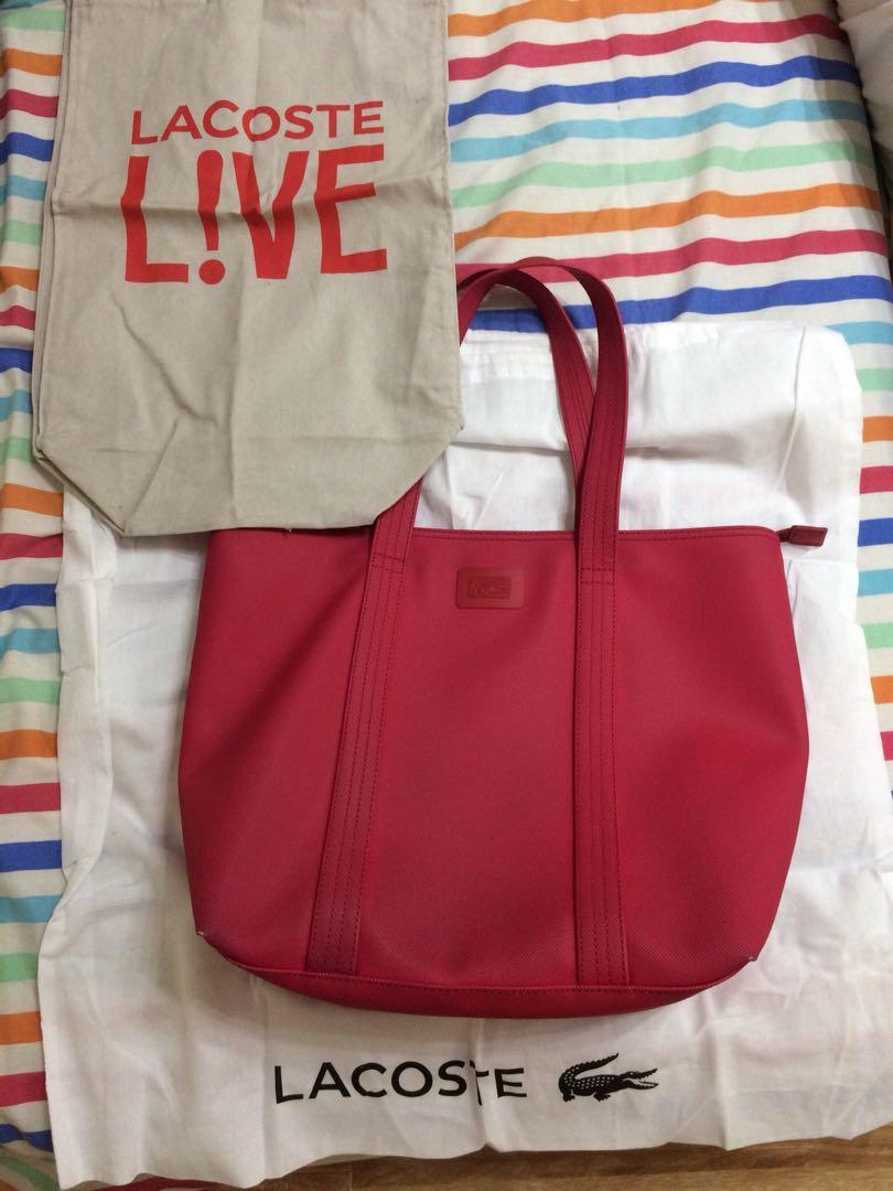 LACOSTE TOTE BAG PINK, Luxury, Bags & Wallets on Carousell