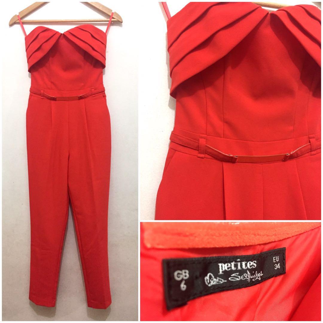 miss selfridge orange jumpsuit