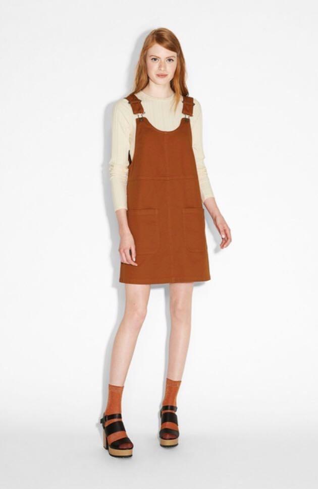orange dungaree dress