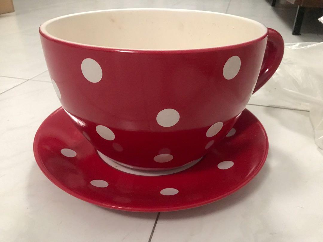 Polka Dot Giant Teacup And Saucer Vintage Collectibles Vintage