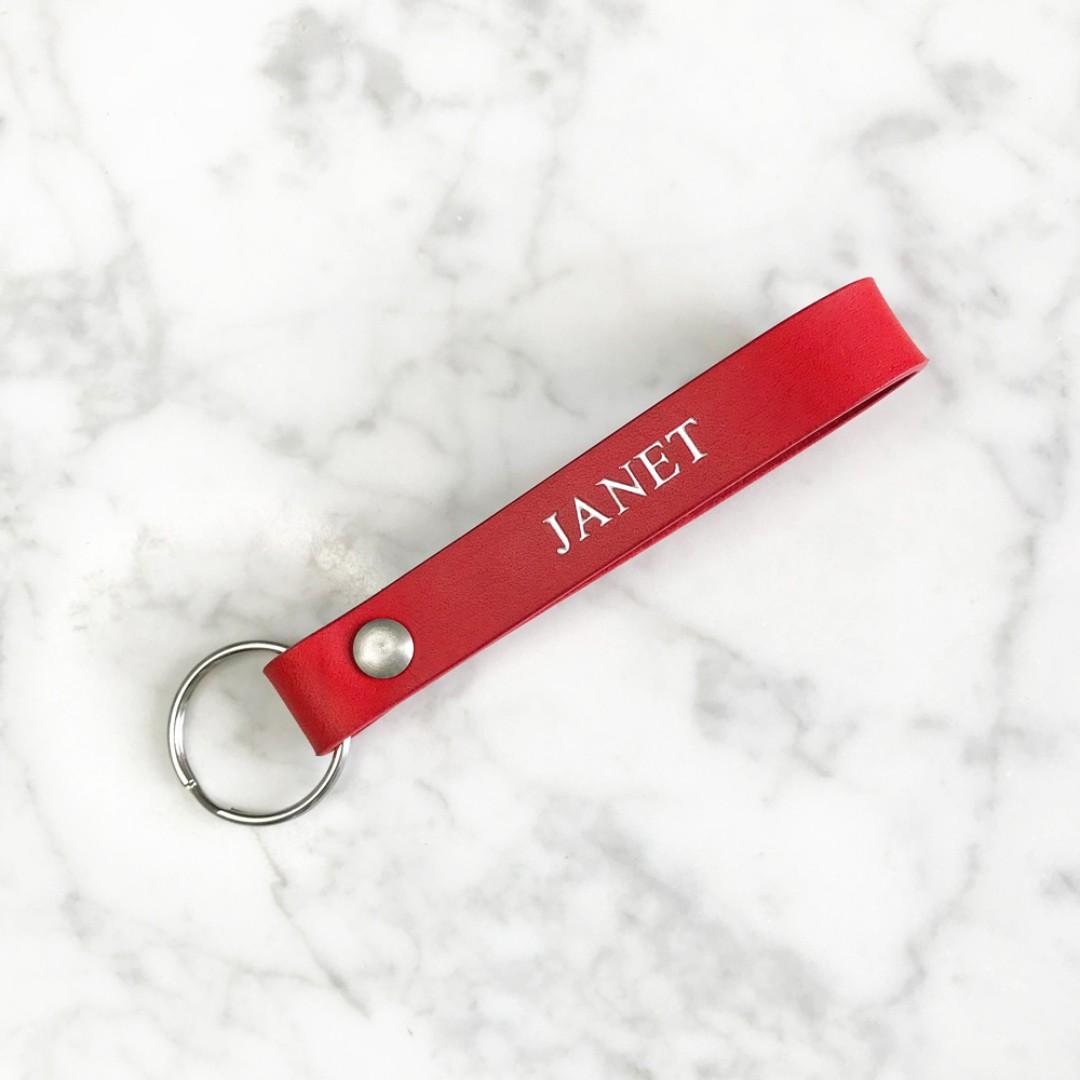 Red leather keychain store