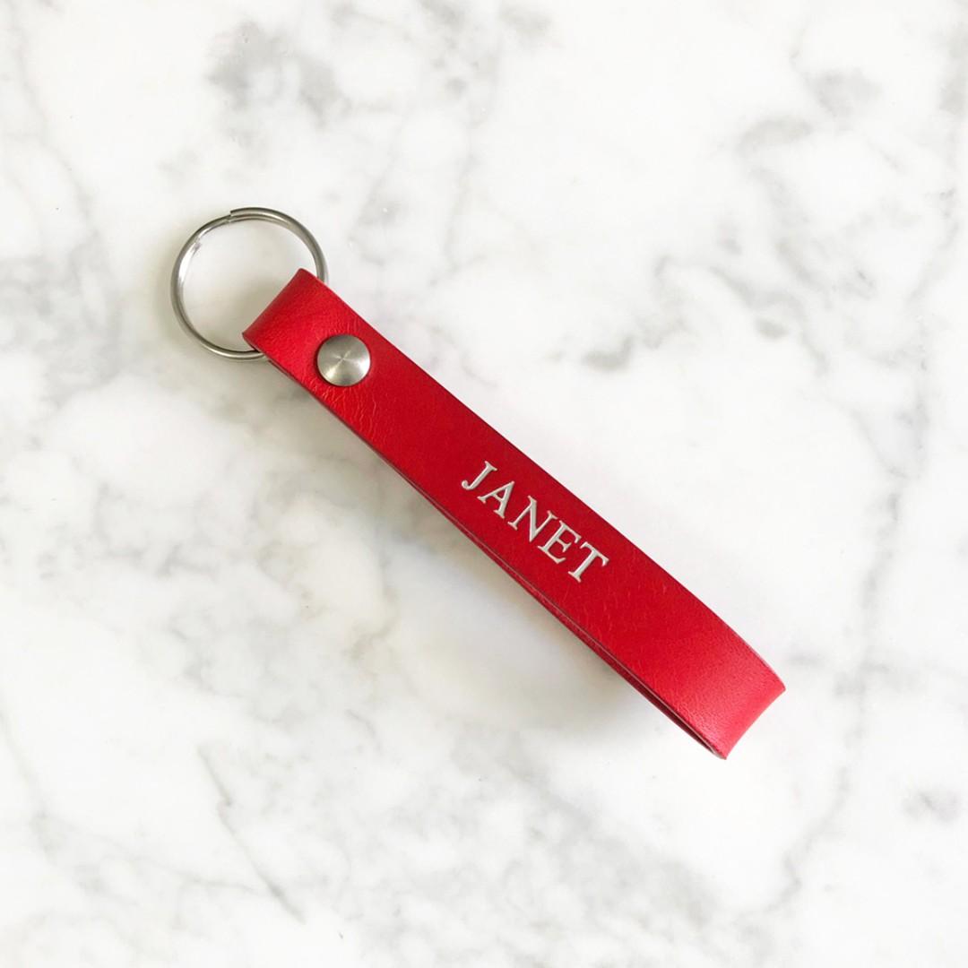 Red leather keychain online