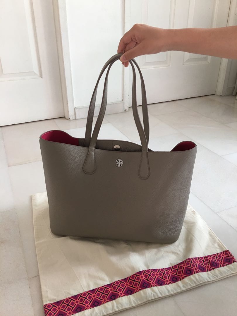 Tory Burch Perry Tote in French Gray, Women's Fashion, Bags