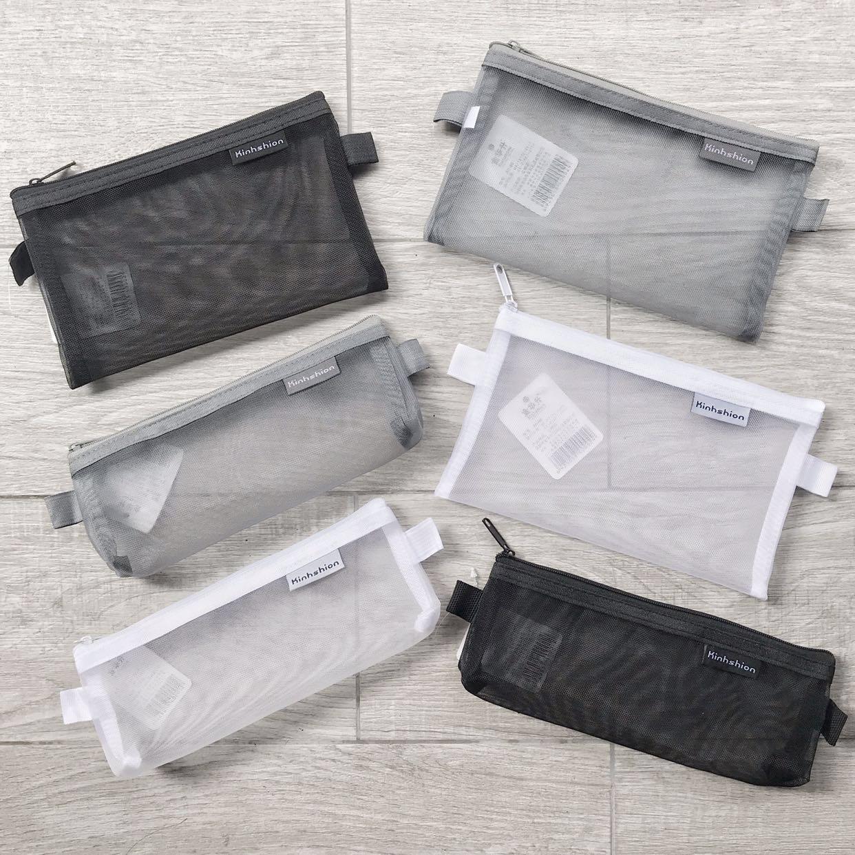 7... Details about   Muji Gray Nylon Mesh Pen CASE Square See Through Easily take Out pens Size 