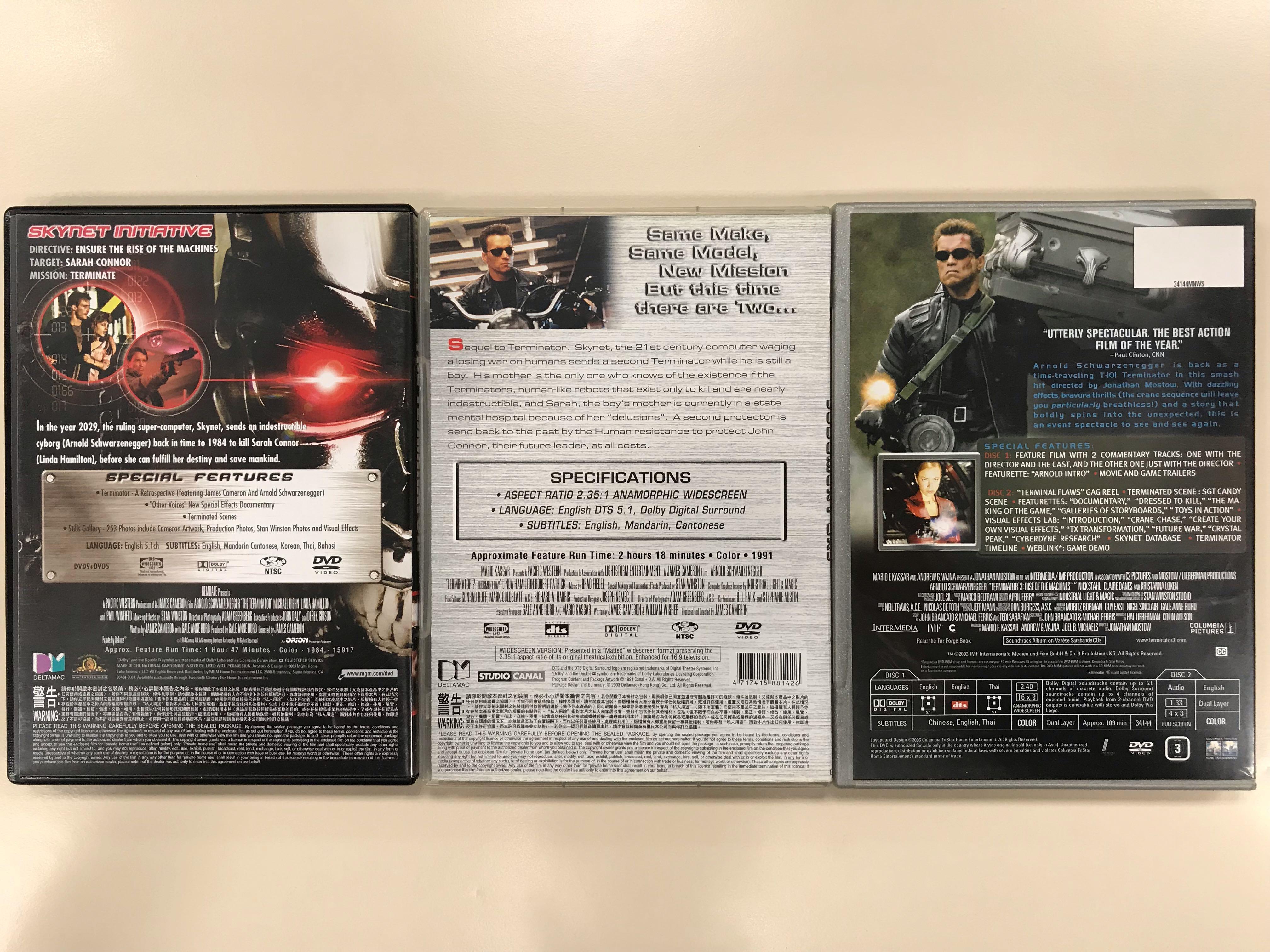 未來戰士DVD 1-3集Terminator Schwarzenegger, 興趣及遊戲, 音樂、樂器