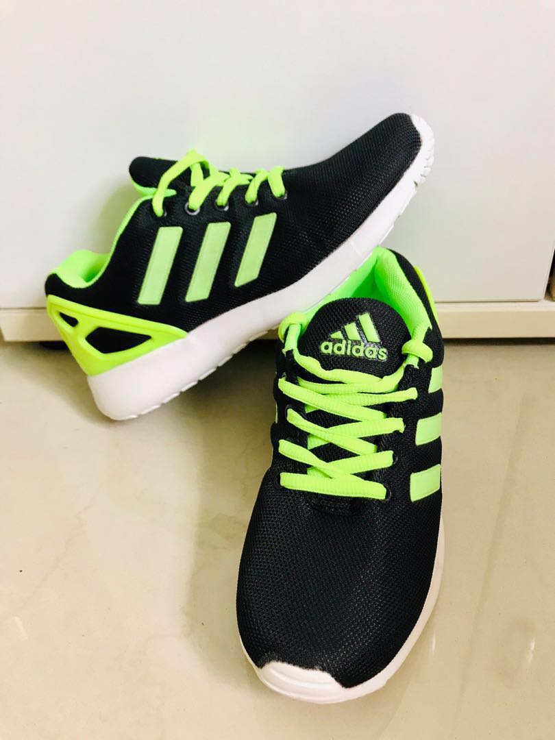 adidas neon green and black shoes