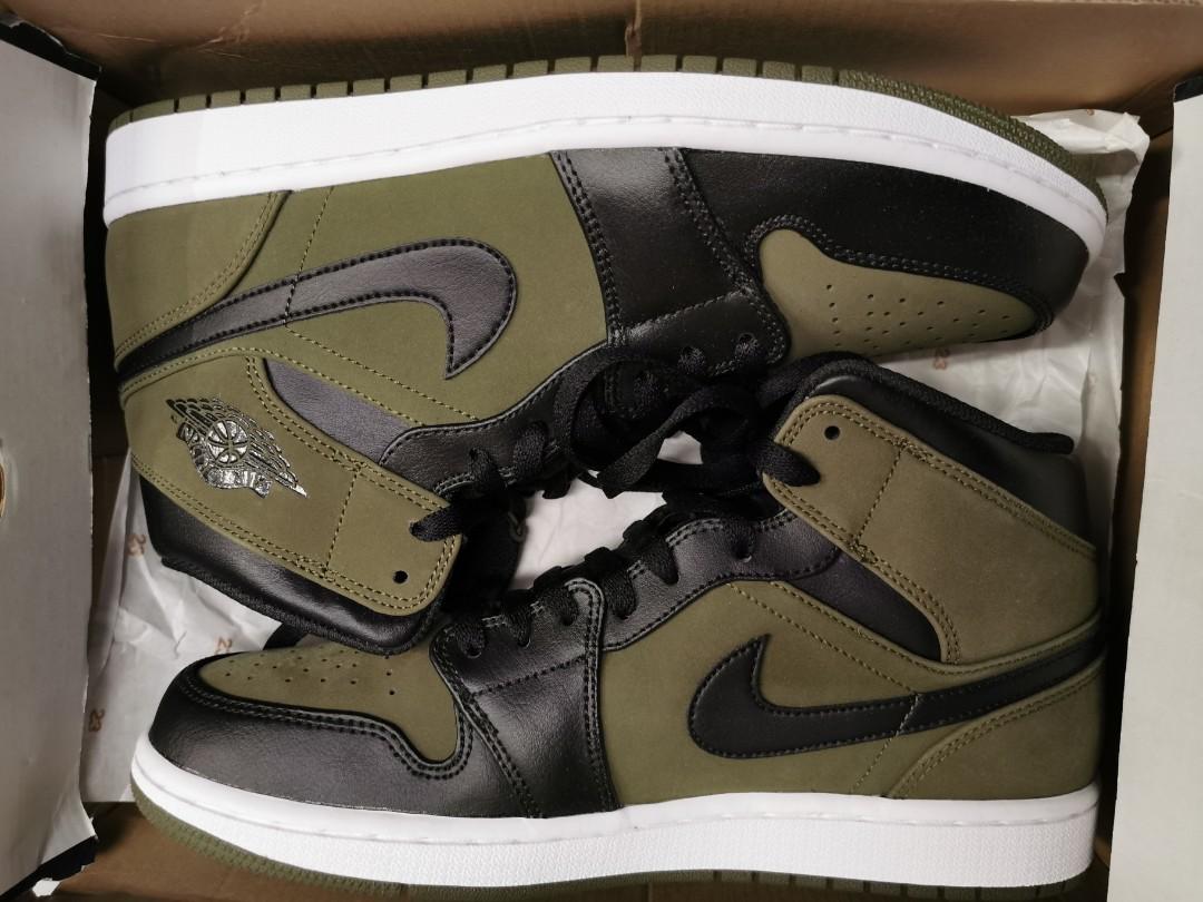 Nike air jordan 1 mid olive canvas hotsell